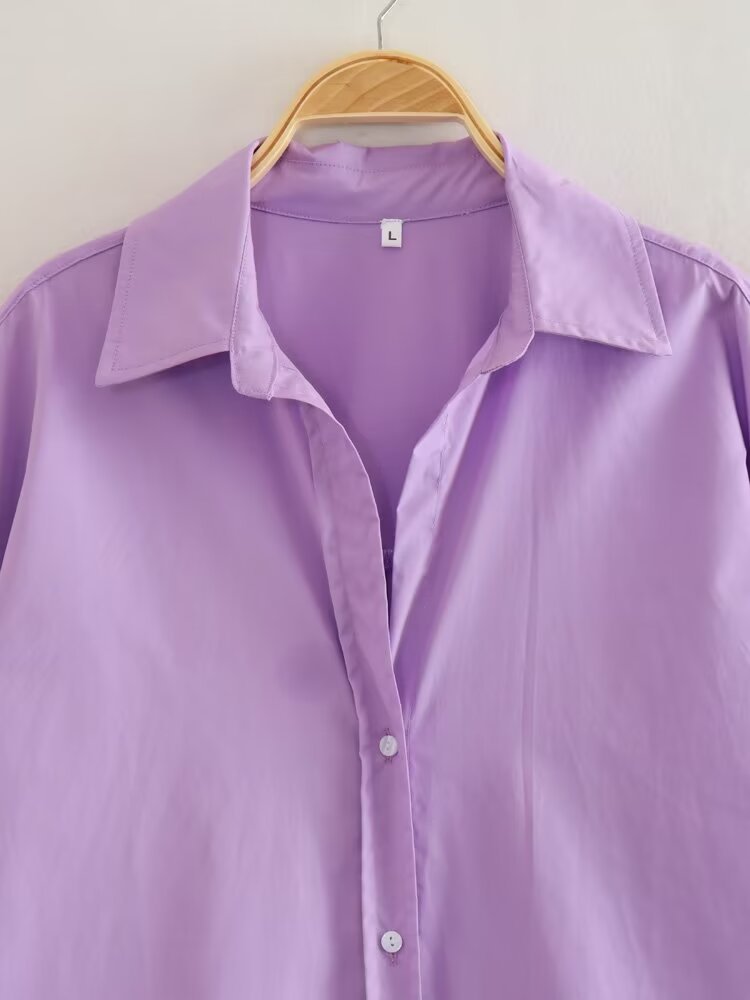 Foreign Trade Wholesale 2026 Spring and Autumn New Women's Clothing European and American Style Street Fashion Urban Casual Multi-Color Poplin Shirt
