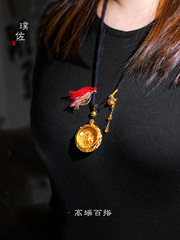 新款黃財神吊墜本命年八大守護神項墜男女高檔唐卡佛牌掛件禮物