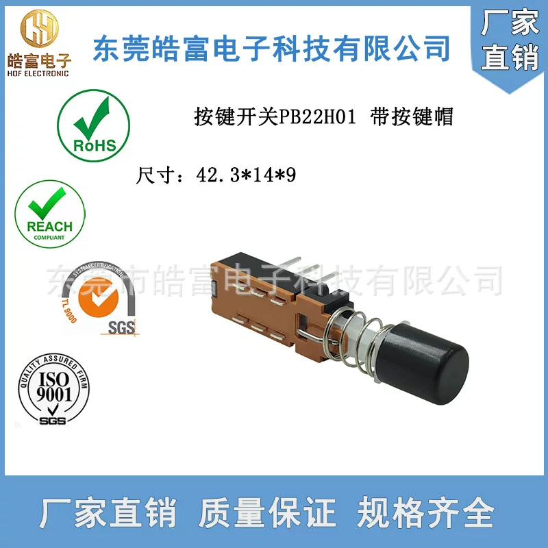 【CIKI】Button switch PB22H01 with key cap pushing double row 6-foot spring sound button switch