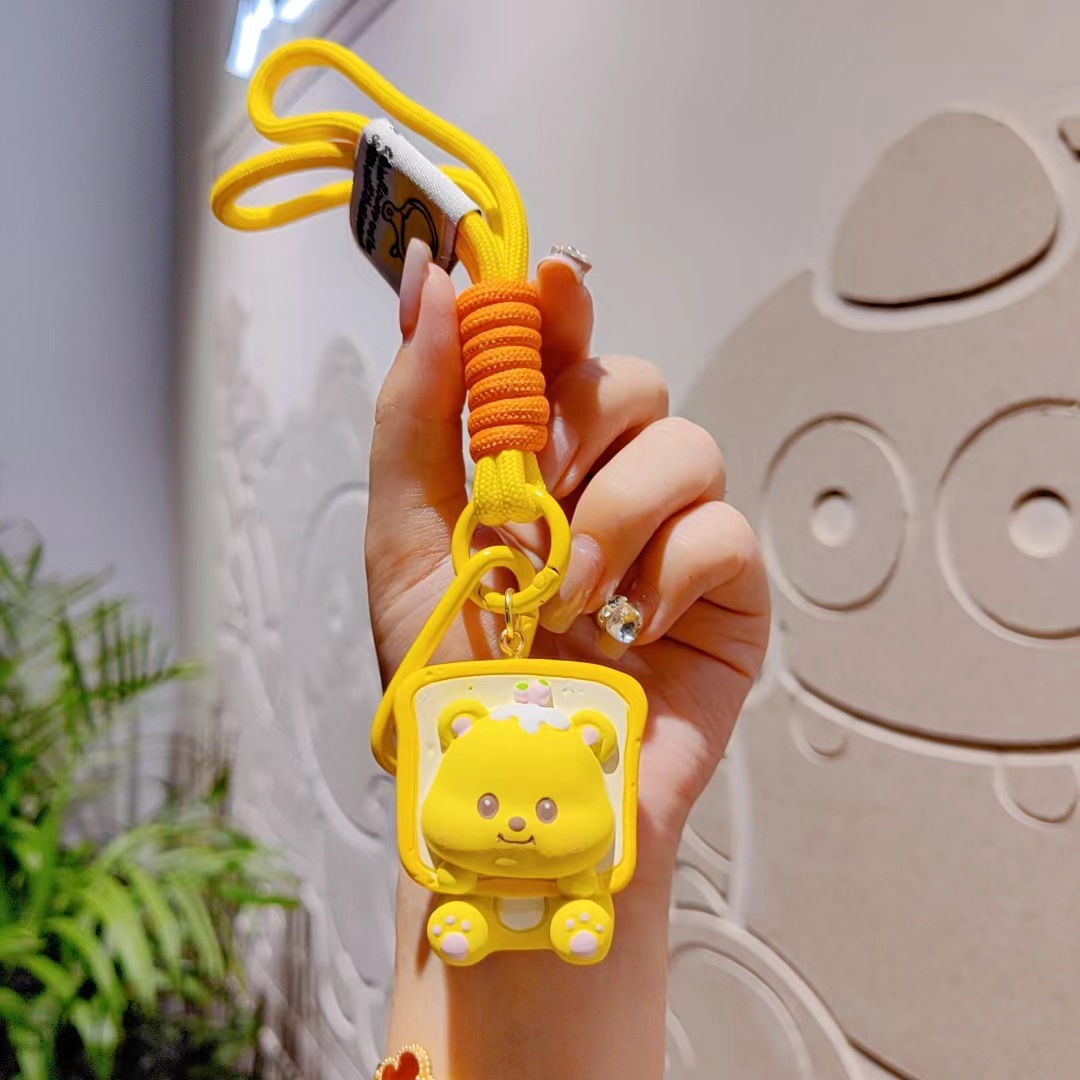 Llavero de oso de resina con colgante de muñeca de dibujos animados, cadena para teléfono móvil para mujer, llavero, colgante decorativo para bolso.