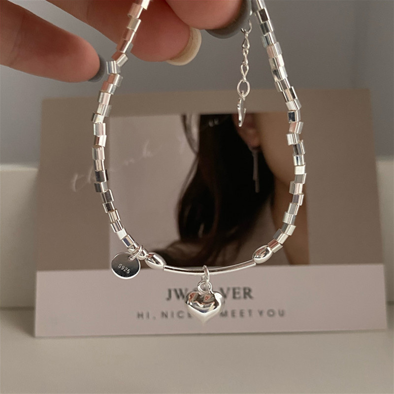 925 Sterling Silver Material 1 Piece 925 Sterling Silver Heart Shape Bracelets