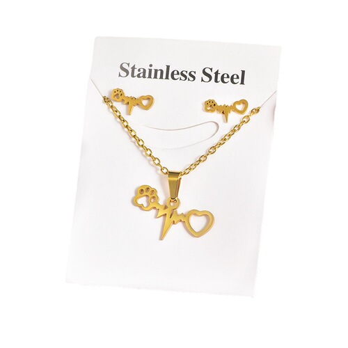Titanium steel necklace geometric heart jewelry stainless steel earrings earring set two-piece foreign trade cross-border men women couple accessories