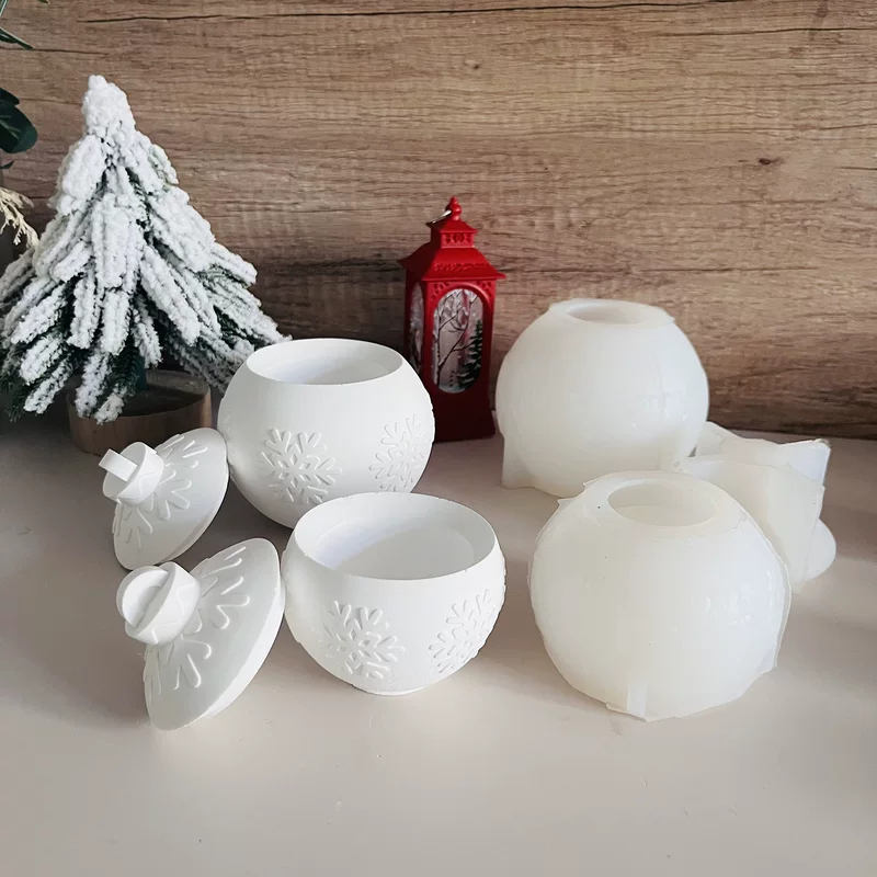 Christmas silicone mold, candle, storage system, with snowflakes