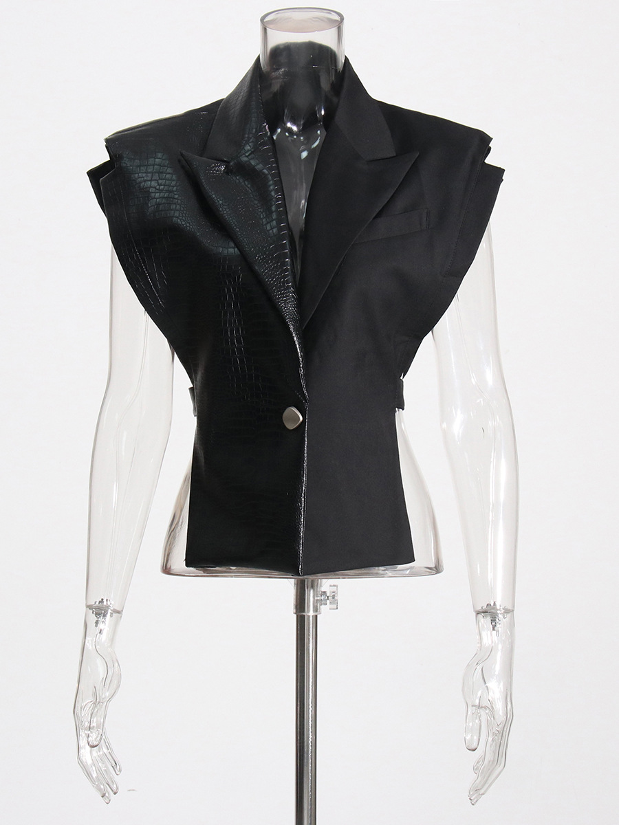 Tops de estilo urbano sexy europeo y americano, novedad de verano 2026, chaleco de traje con patchwork, chaqueta de moda entallada que estiliza la figura para mujer image 5