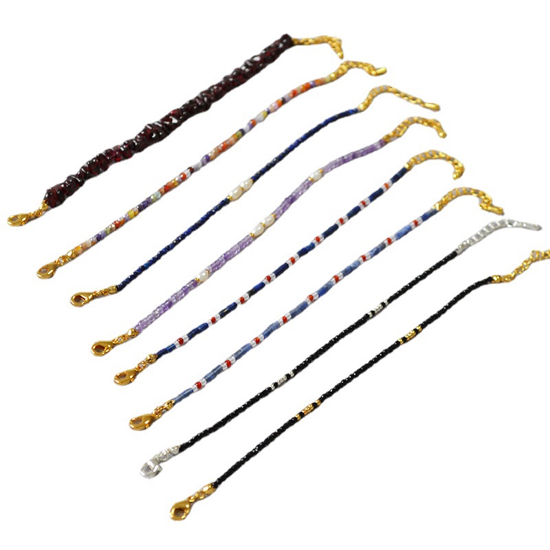 Meiya japonés y coreano nicho moda fresca Piedra Natural piedra real perla de agua dulce con cuentas simple plegable elegante pulsera fina