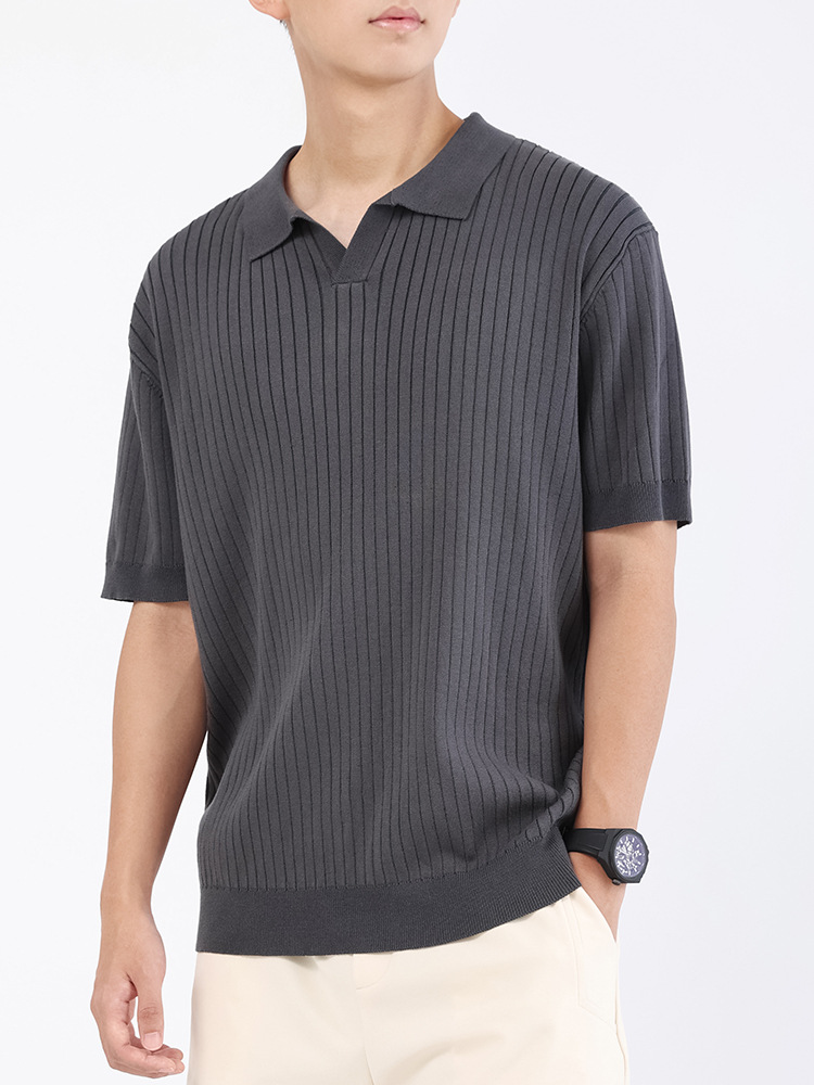 Camiseta coreana para hombres de alto nivel con solapa Paul camiseta de verano de manga corta hielo transpirable jersey de cuello en V para hombres