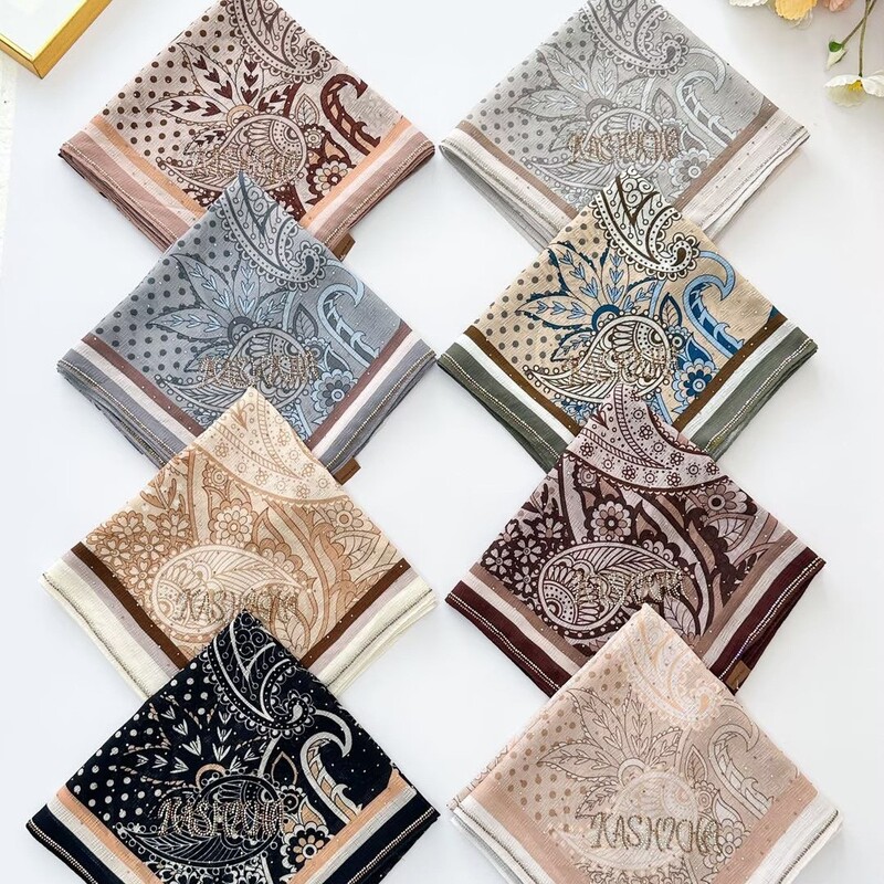 Cross-Border Printed Full-Cover Headscarf 110cm Headscarf Sun Protection Silk Scarf Travel Outing Large Square Scarf Factory Wholesale
