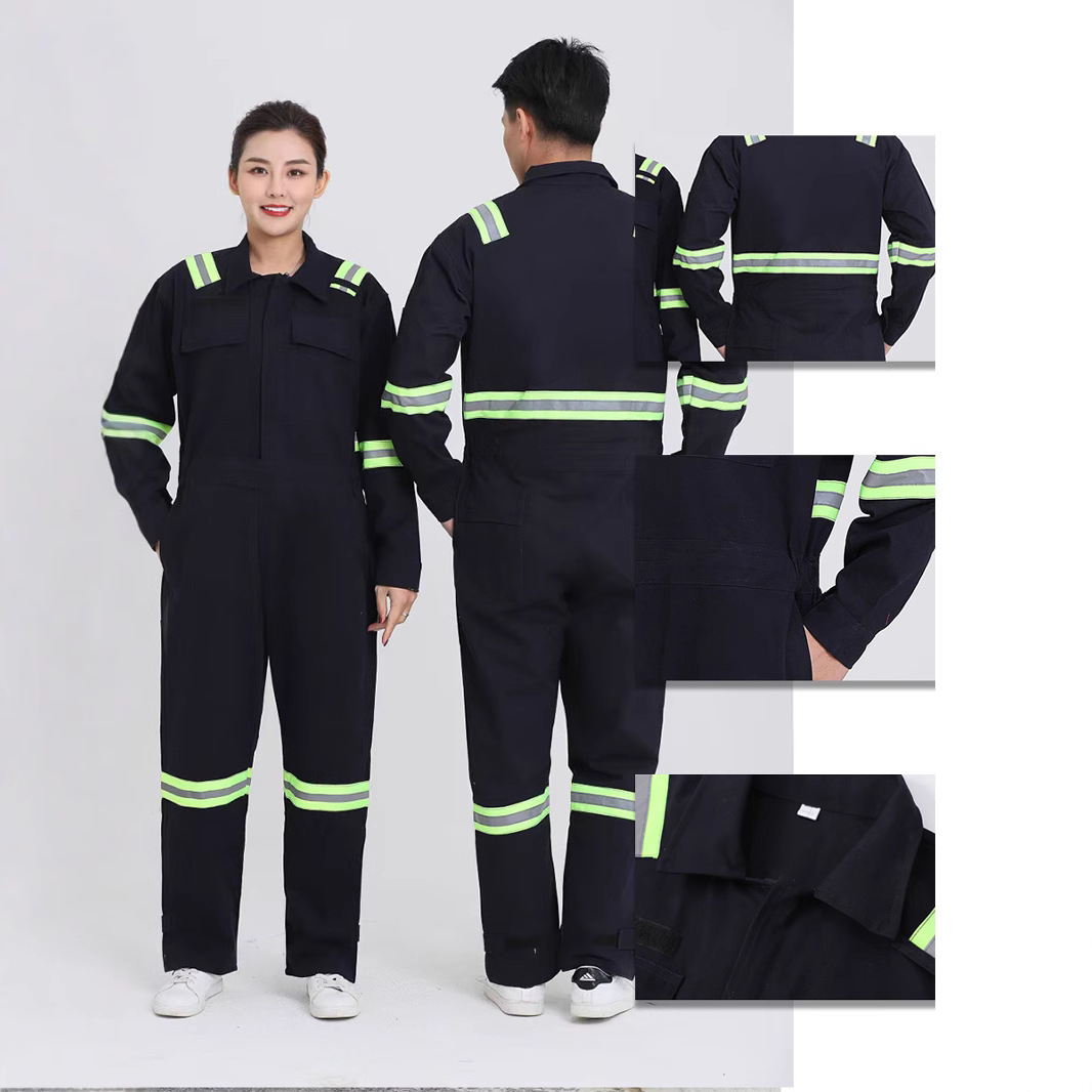 (2개) 4계절 원피스 작업복 남녀 공용 코튼 노동 보호복 자동차 수리 전력망 석탄 광산 주유소 안전 작업복