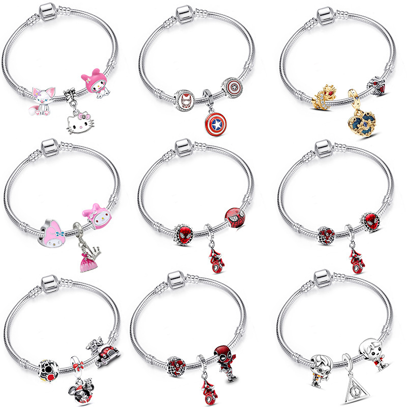 Panjia Style Children's Women's Bracelet DIY Cartoon Beaded Charm Bracelet Cross-Border Supply Factory Direct Sales Wholesale