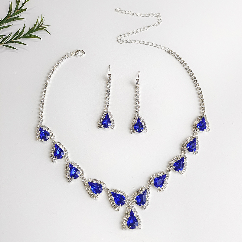 Joyería transfronteriza europea y americana Luz de lujo completo diamante color gota de agua collar