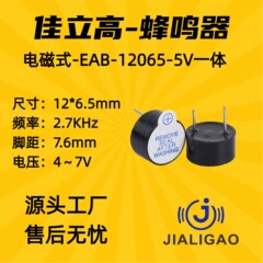 JLG-12065有源蜂鸣器电磁式插针一体5V直流12*6.5mm脚距7.6mm环保