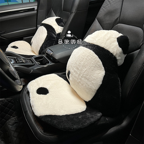 Car Seat Cushion Imitation Rabbit Fur Cute Panda Car Seat Cushion for All Seasons Creative Winter Warm Car Seat Cover