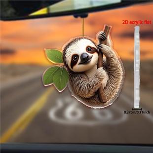 Amazon's New Charming Acrylic Flat Sloth Car Rearview Mirror Backpack or Key Chain Hanging