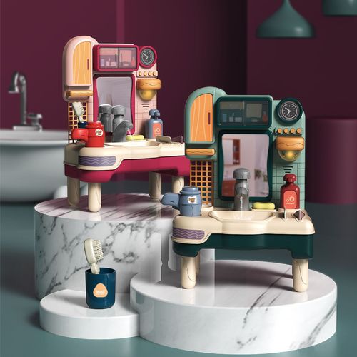 Children's washbasin simulation makeup vanity washstand set electric water play house boy and girl baby toys