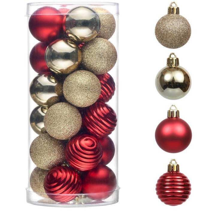 Barril transfronterizo de color bola de Navidad con forma de bola 4cm bola de plástico galvanizado colgante de decoración de árbol de Navidad