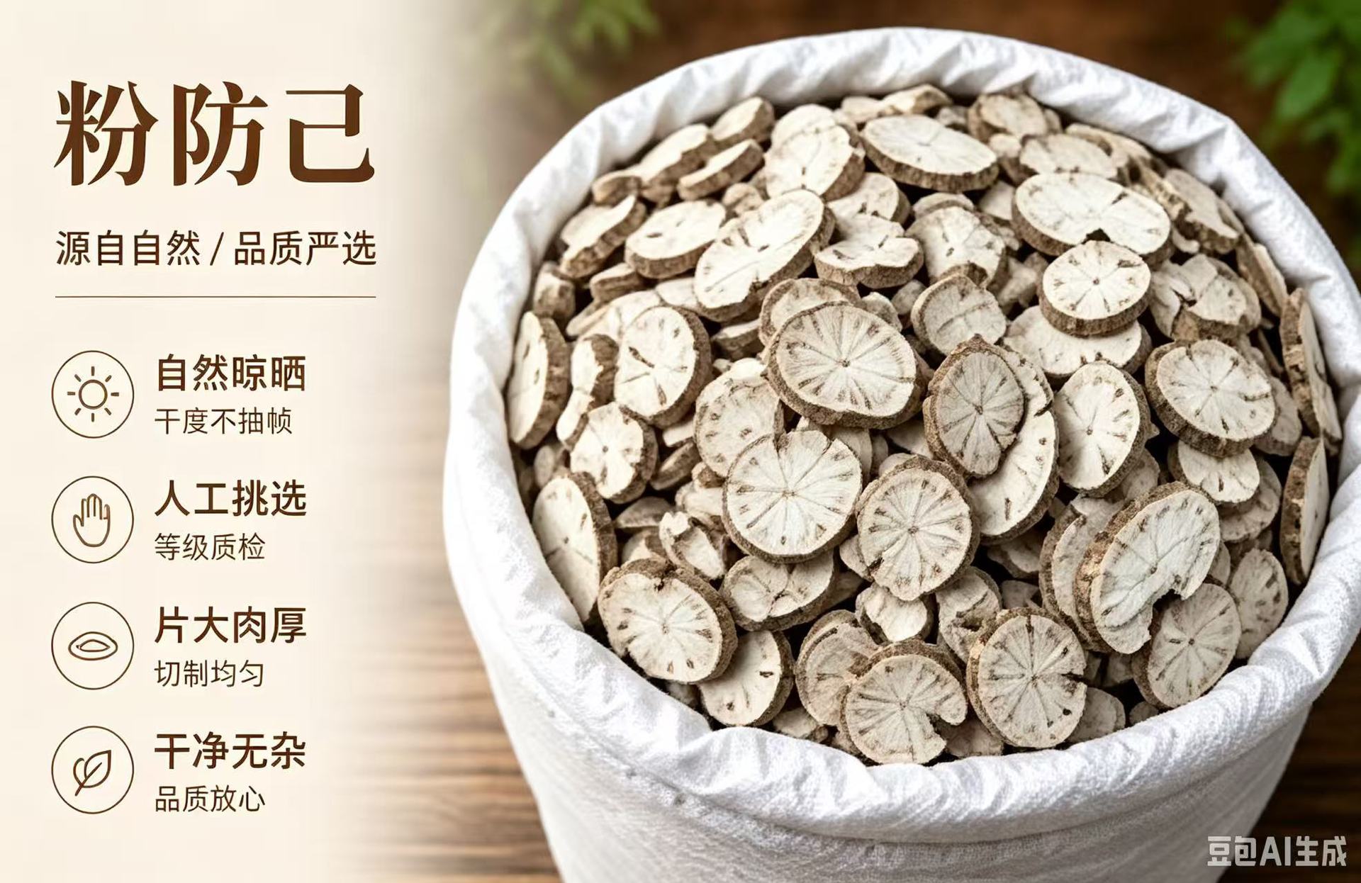 Fang Ji Dried Stephania Root Slices Han Fang Ji Traditional Herbal Decoction Ingredient 1000g Bag overview