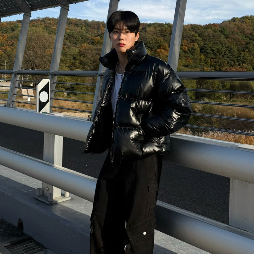 MYQ痞帅立领亮面短款棉服男士冬季宽松保暖棉服韩系通勤风穿搭