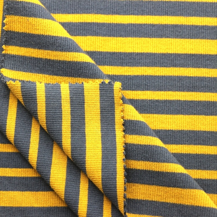 色织大循环彩条螺纹罗纹布棉氨纶弹力调线彩条2x2罗纹布服装面料