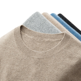 First-Line Ready-To-Wear 2024 New Autumn and Winter Men's Round Neck Wool Long-Sleeved Loose Casual Knitted Versatile Bottoming Shirt