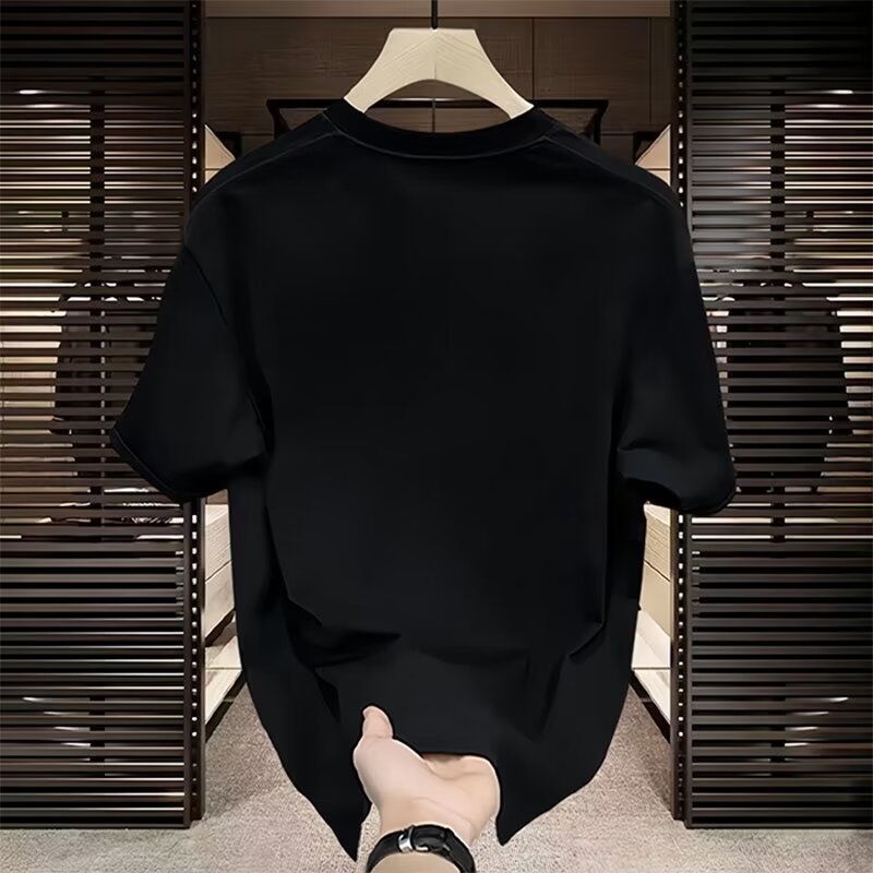 P13, item number S704 combed cotton black white S-5XL size_voghion.com