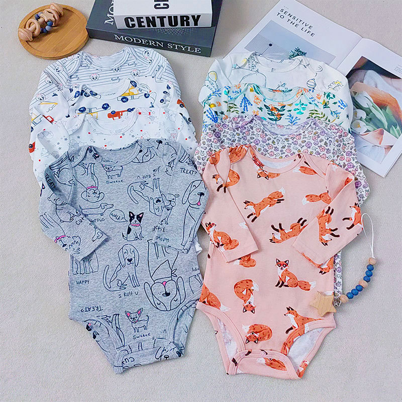Baby Class A jumpsuit baby long sleeve package fart cross-border newborn cotton-padded clothes printed soft children's clothing wholesale