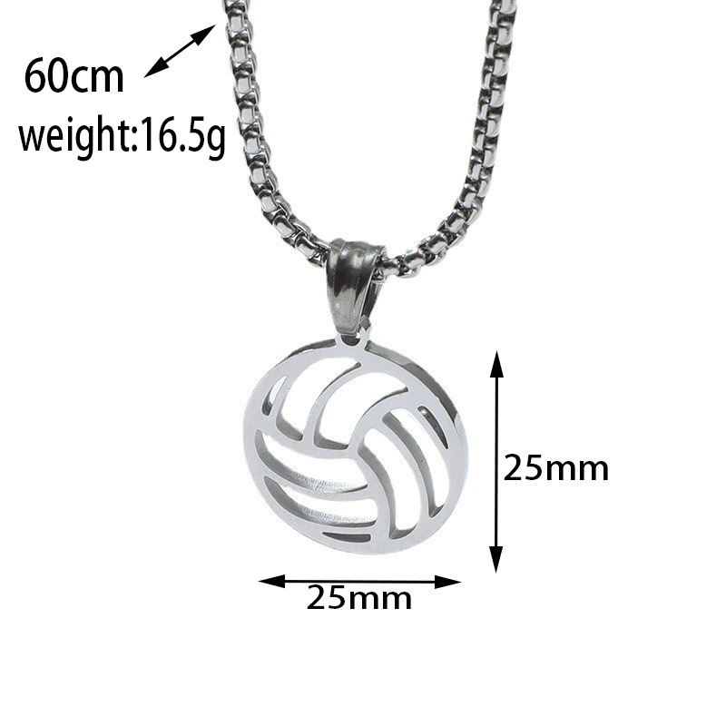 New Sports Series Stainless Steel Basketball Football Volleyball Rugby Ball Jewelry Pendant Necklace display picture 2