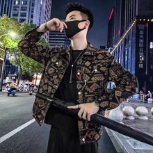 民族风工装牛仔外套男潮牌痞帅设计高级感牛仔衣秋季休闲夹克上衣