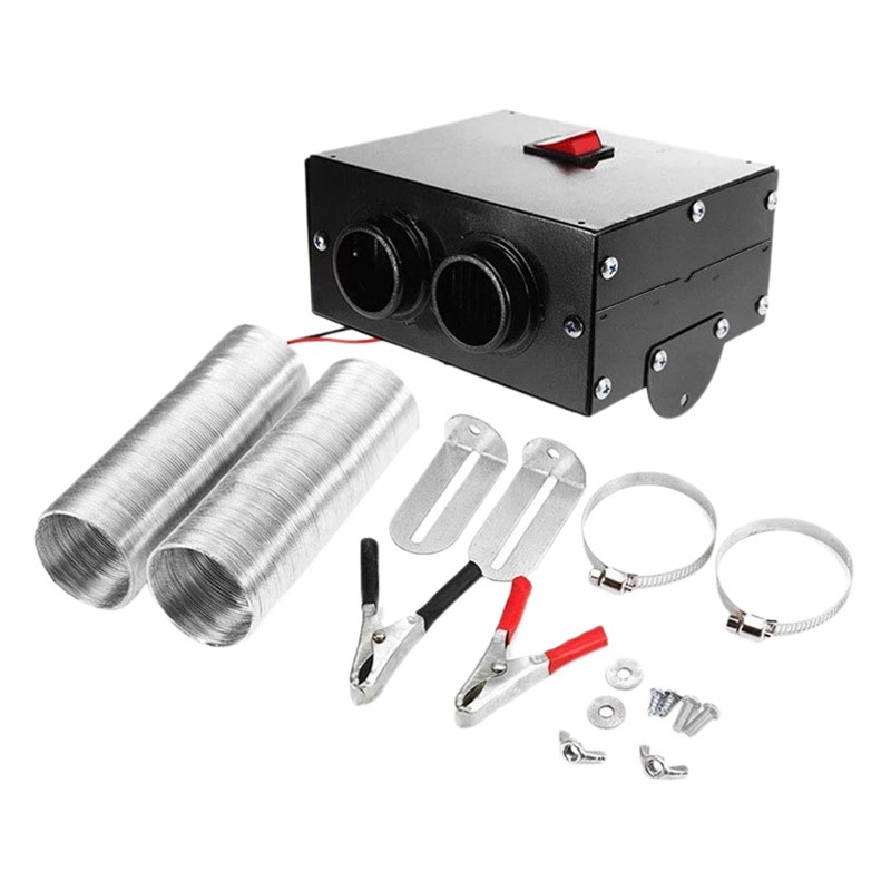 Calentador de coche de 2 agujeros 12V 500W coche de viaje calefacción termostato térmico ventilador descongelación desempañado image 1