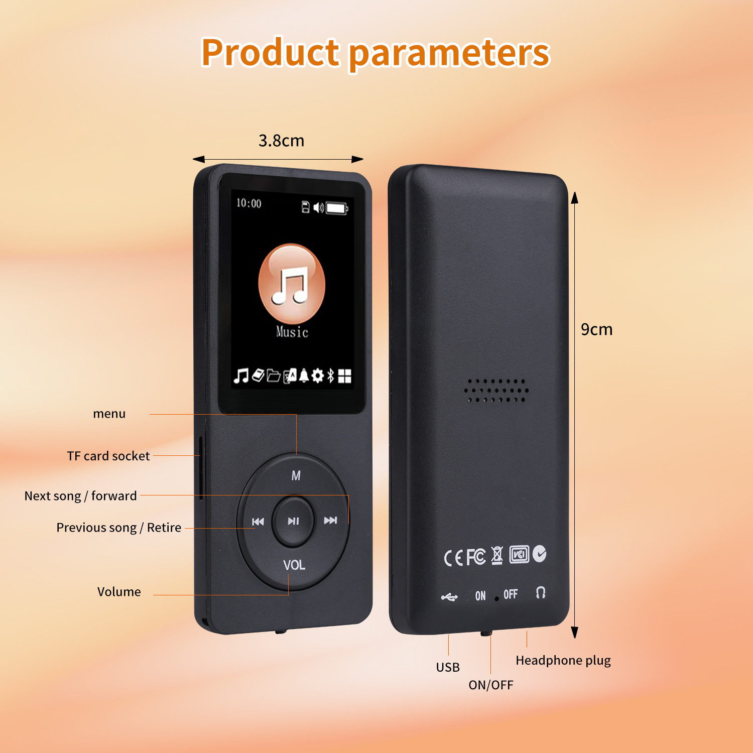 Comercio exterior versión de la tarjeta MP3 fábrica al por mayor Bluetooth MP4 estudiante Walkman reproductor música grabación diccionario externo