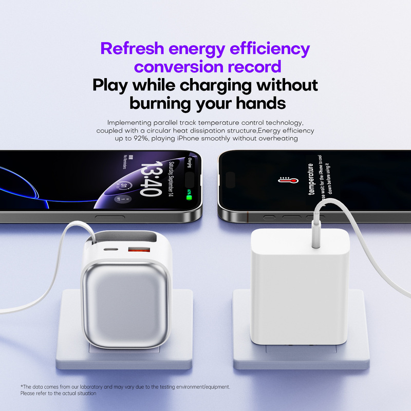 美规新款35W A+C双口氮化镓充电器 自带伸缩线快充充电头适用苹果|undefined