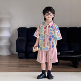 Детский летний комплект для мальчиков, рубашка для отдыха