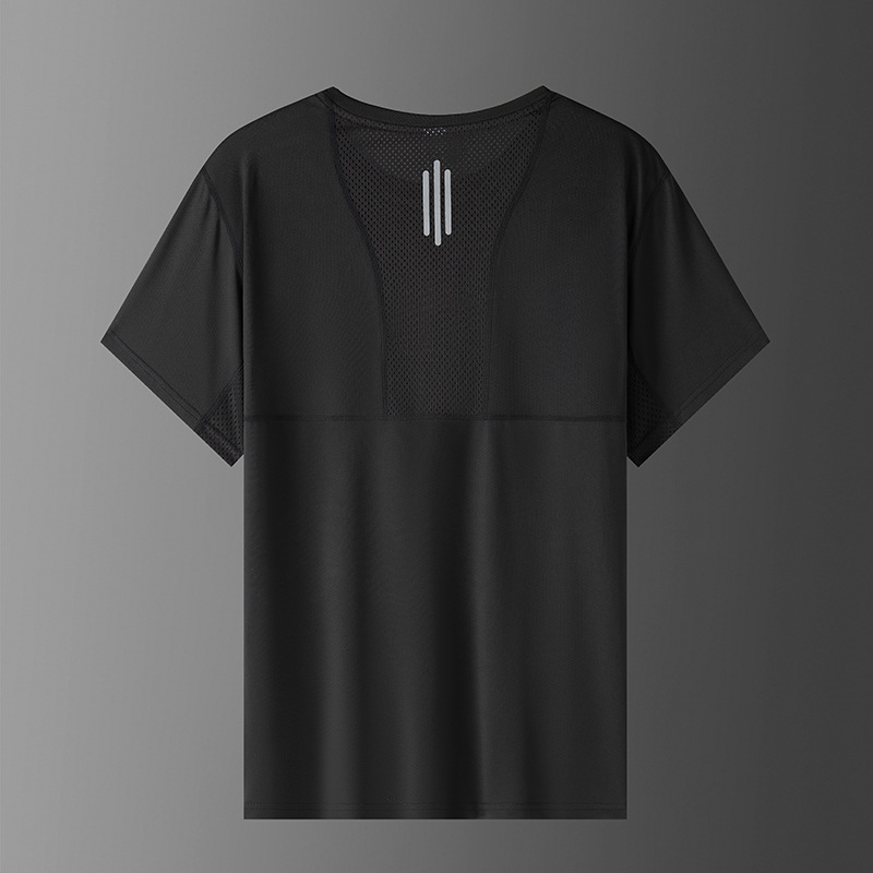 Verano seda de hielo secado rápido camiseta de manga corta hombre nuevo estilo de carrera al aire libre fitness outerwear camiseta de carrera de moda tamaño grande