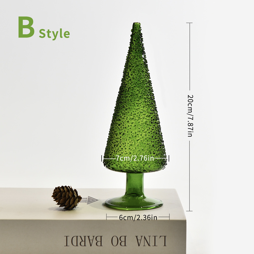 Creativo vidrio verde árbol de navidad mesa de navidad decoración navideña decoración navideña cedro artesanía