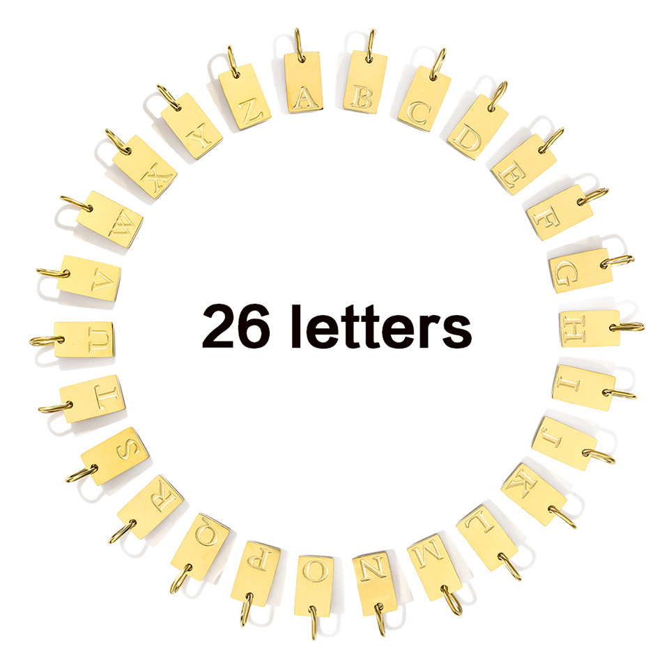 304 Stainless Steel Material 1 Piece 10*6mm 304 Stainless Steel PVD Coated Real Gold Plated Letter Polished Pendant DIY Jewelry Accessories