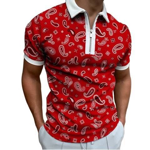 Comercio exterior europeo y americano primavera nueva moda casual popular impresión polo camiseta con cremallera hombres envío gratis