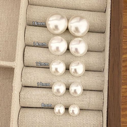 Flat round pearl earrings for women  new simple temperament earrings high-end earrings s925 silver needle ear piercing