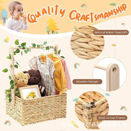跨境手工编织婴儿用品收纳篮新生儿礼物衣服储物筐儿童玩具篮衣架