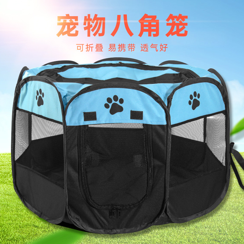 Octagonal cage pet fence tent can accommodate cat litter cat delivery room scratch resistant foldable octagonal dog cage cat supplies