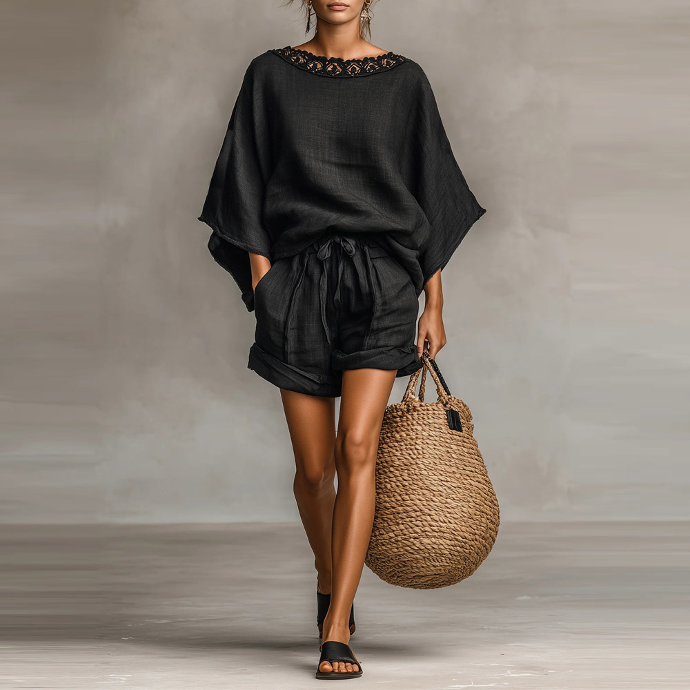 European and American Cross-Border Foreign Trade 2026 Spring/Summer New Fashion Simple Pants Set Loose Solid Color Casual Elegant Two-Piece Set