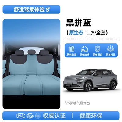 Blue S05, all-inclusive seat cushion, universal, Modelə uyğun (Original) oturacaq örtükləri - upgraded-invisible-model-black-with-blue-second-row-full-set-deep-blue-car-s05-27-models-passenger-seat-with-leg-rest