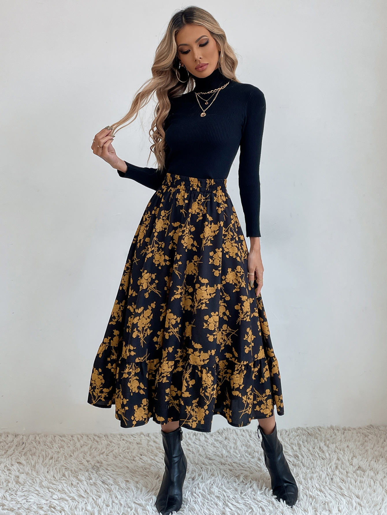 182g Weight Midi Dress Dress Length Type Skirt Dresses Type Spandex, Polyester Fabric Type High Waist Waist Line Inelastic Elasticity Holiday, Daily Occasion Regular Fit Fit Type Ditsy Floral, Leopard Pattern Spring, Autumn Season Women's Gender Casual, Streetwear Style Spring Autumn Casual Streetwear Ditsy Floral Leopard Spandex Polyester Midi Dress Skirts 29