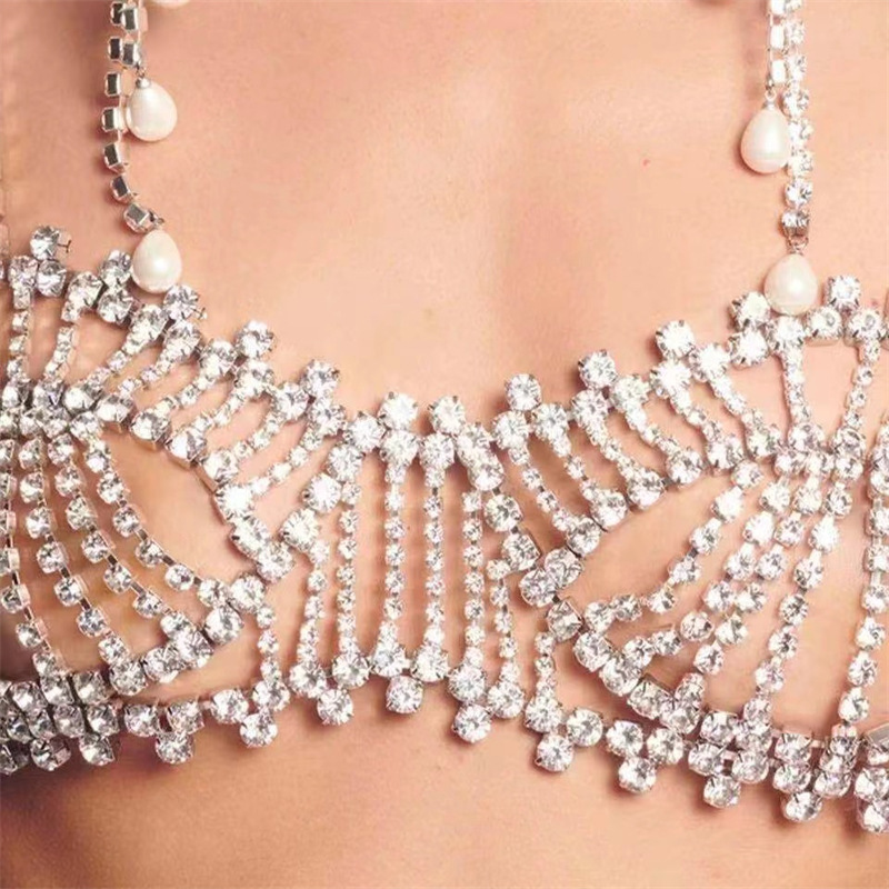 Fashion Sexy Beach Jewelry Diamond Tassel Body Chain Bikini Chest Chain display picture 4