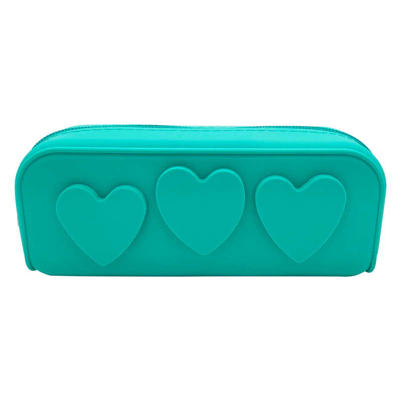 Love Silicona Estuche para lápices Estuche para almacenamiento de belleza Estuche para papelería Bolso de almacenamiento para viajes de ocio al aire libre Logotipo portátil