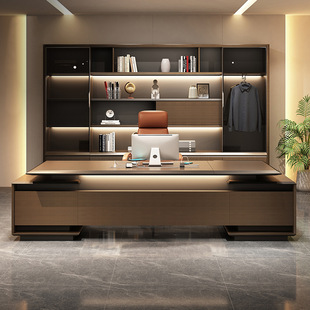 High-End Office Desk, Boss Desk, High-End President, Light Luxury, Modern High-End Executive Desk, Table and Chair Combination, New Chinese Style Furniture