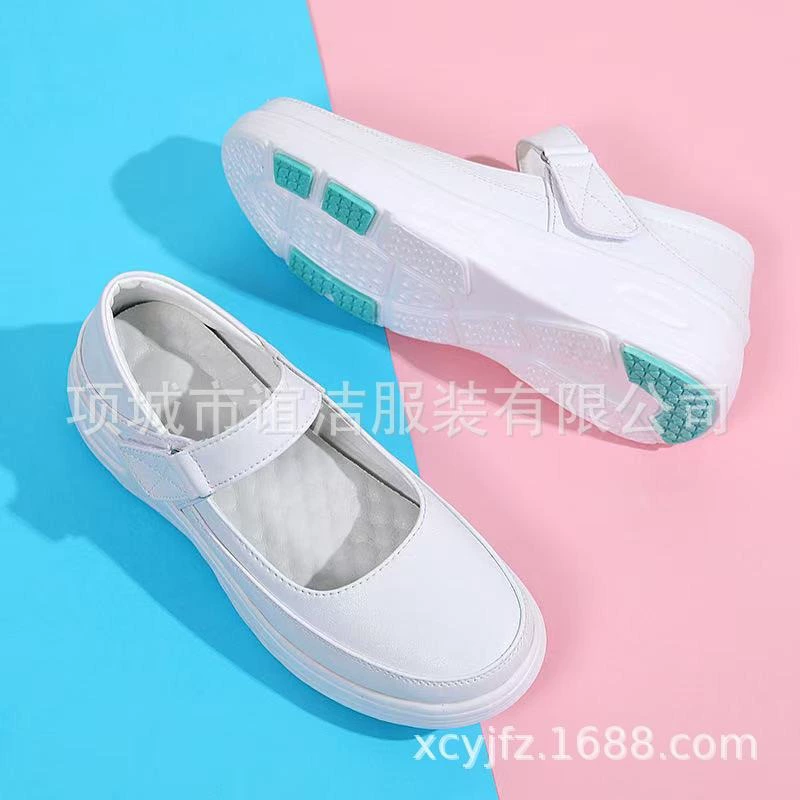 Новая четырехсезонная медицинская обувь на воздушной подушке, рабочая обувь для аптеки для беременных и медсестер, белые амортизирующие женские туфли из натуральной кожи на толстой подошве, хирургическая обувь