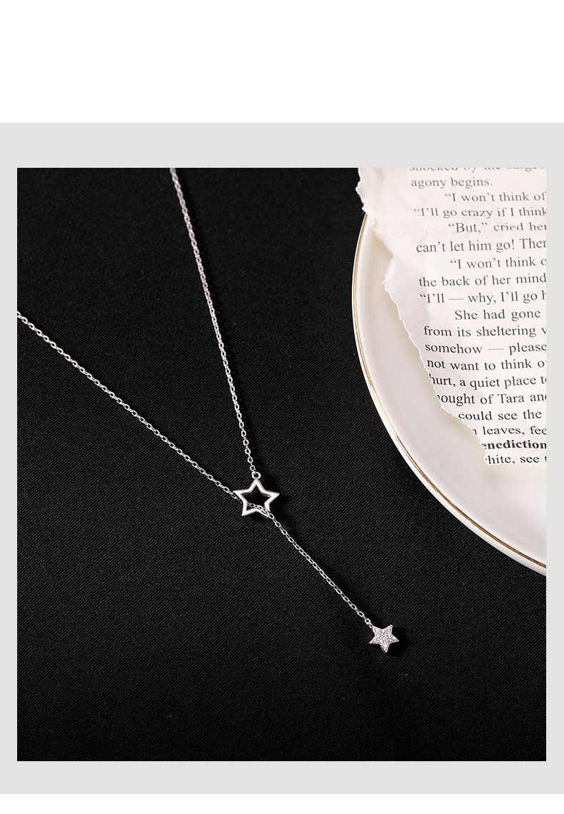 Damen Stern Halskette Mit Quasten Und Strasssteinen Elegant_voghion.com