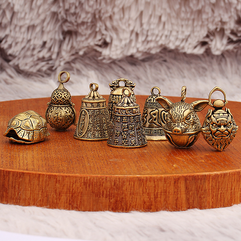 Brass Prajnaparamita Heart Sutra Wutai Mountain Bell Six-Character Pendant Car Keychain Pendant Jewelry Accessories Brass Prajnaparamita Heart Sutra Wutai Mountain Bell Six-Character Pendant Car Keychain Pendant Jewelry Accessories