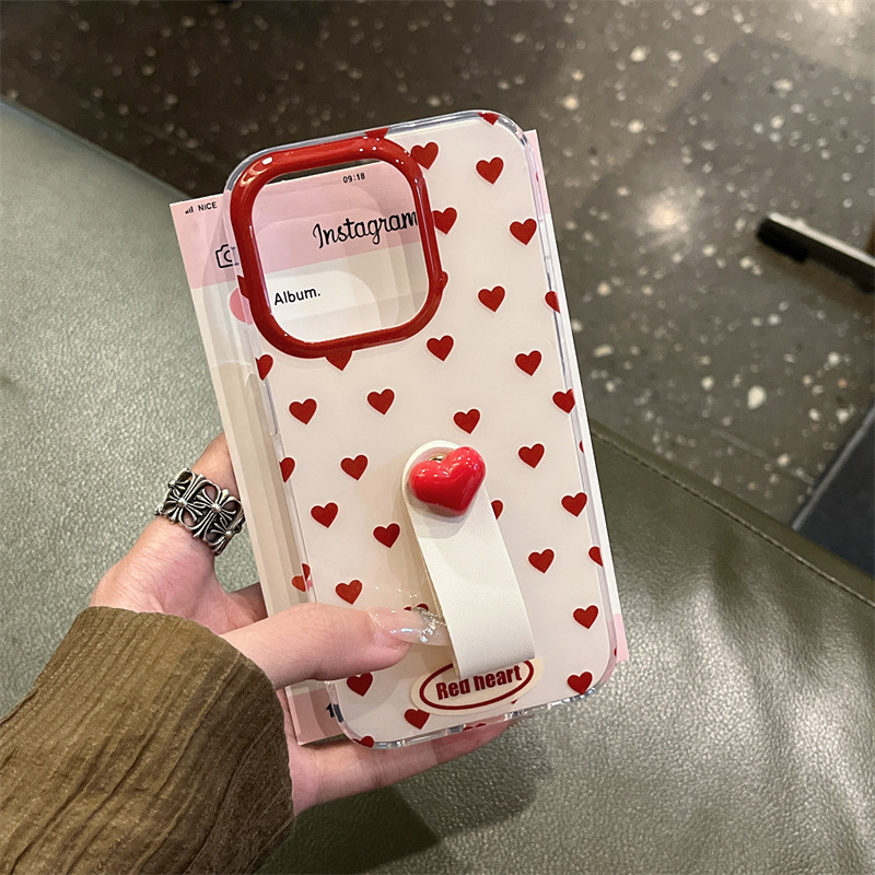 Simple ins Red love lunares para iPhone14 funda para teléfono móvil 15ProMax Apple 12/13 pareja 14PM