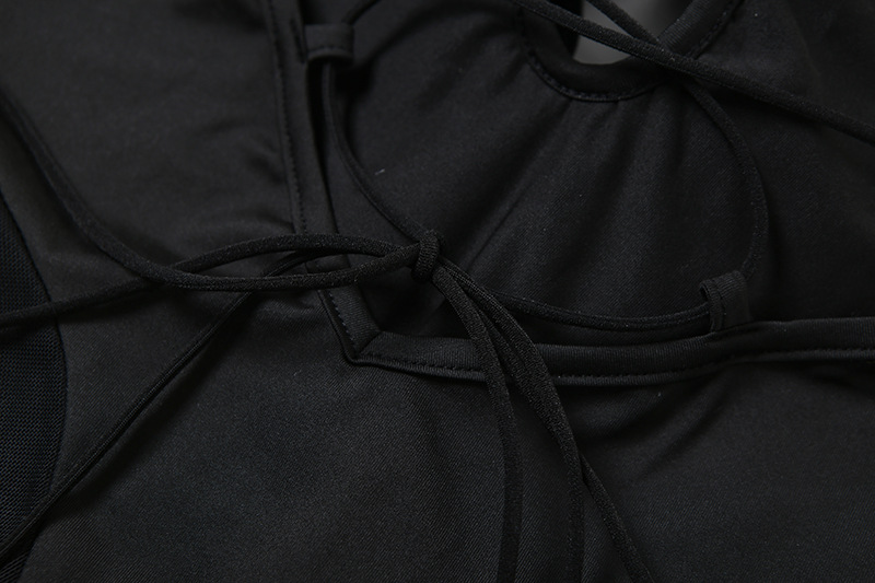 Spring Summer Sexy Sexy Mesh Stitching See Through Design Horn Jumpsuit Women