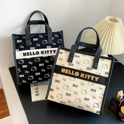 HelloKitty genuine new canvas portable toiletry bag cosmetic bag large capacity tote bag mommy bag women's bag